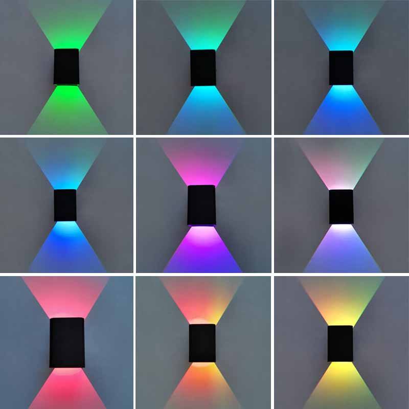 Modern LED Up And Down Wall Lamp RGB with Controller Bedroom Bedside Lamps Decoration Wandlamp AC85-265V Industrial Project Lighting