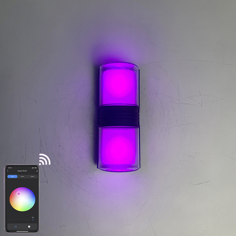 9W APP Control RGBW Home Bar Hotel Decorative Wifi Smart APP Wall Lights Outdoor LED Wall Lamps