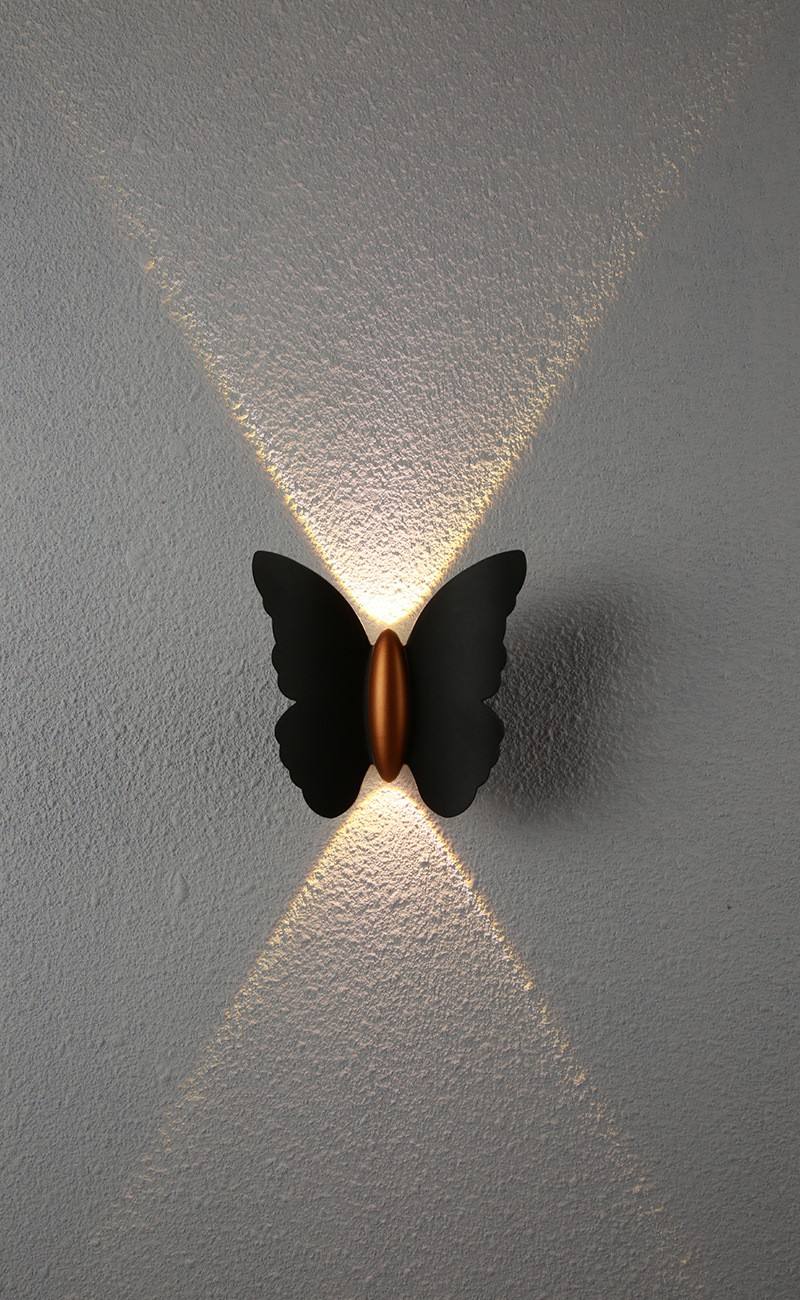NEW 6W High quality lamp fancy Butterfly Waterproof Lamp Black Gold Shell wall lamp and outdoor nightlight
