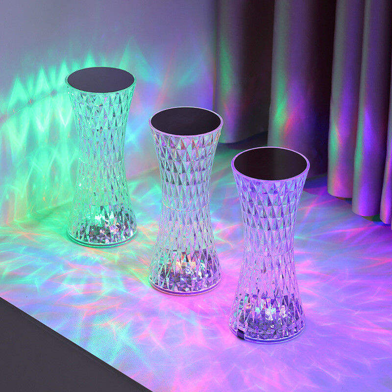 Small Waist Crystal 16 Color Table Lamp Bar Table Atmosphere Lamp Unplugged Bedroom Bedside Lamp Birthday Gift for Girlfriend