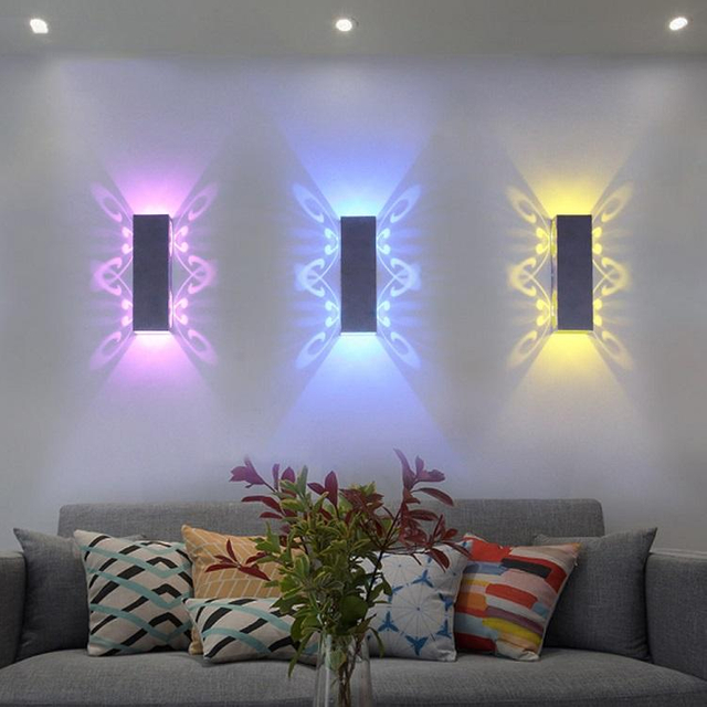 6W Modern LED Wall Light Up Down Lighting Cube Sconce Lamp Fixture Wall Mounted Indoor Butterfly Lighting Decoration