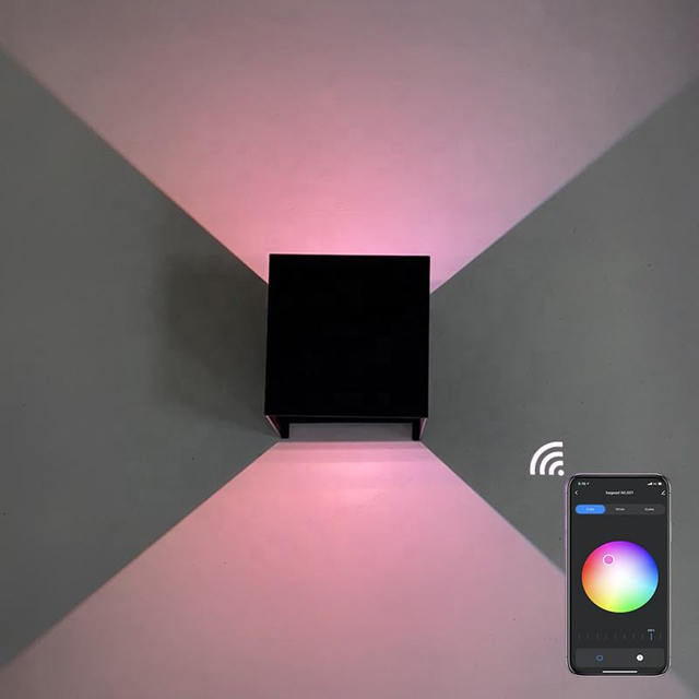 Latest version Wifi Waterproof Wall Lamp RGBW Outdoor sconce Color Changing by smart app lamp Support by Amazon Alexa Google Assist