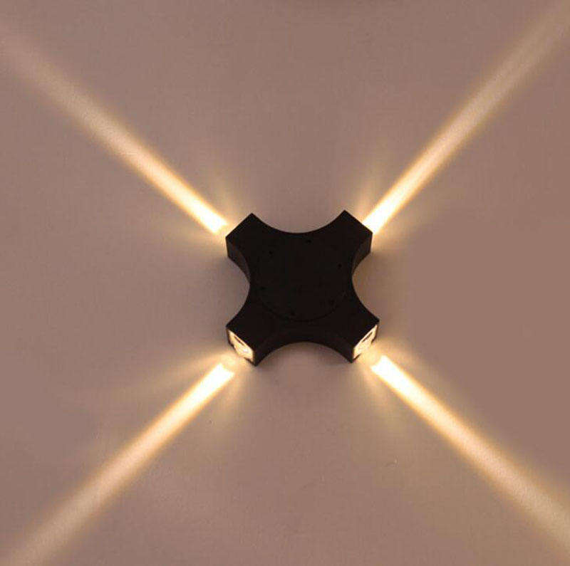 New LED Outdoor Wall Lamp 12W Cross Star 4 Side Lighting Waterproof IP65 For Garden Balcony Decoration