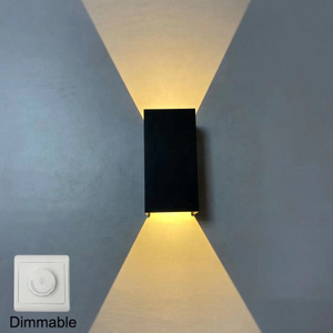 Dimmable 12W Outdoor Waterproof Wall Lamp COB Chip Up And Down Sconce Aluminum Ip65 Wall Light Square Porch Garden Up And Down