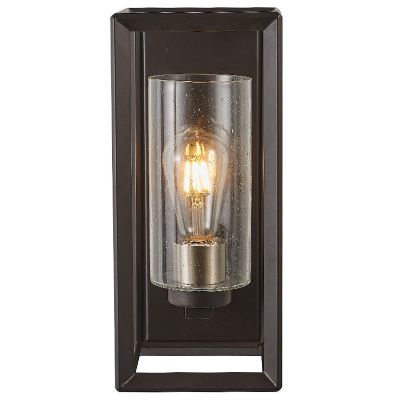 Hot sell outdoor Wall Light Fixtures black and gold finish seeded glass wall sconce wall mount for porch garden light