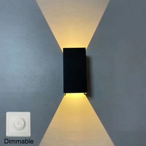 12W Dimmable Black Cube Waterproof Wall Lamp Outdoor Waterproof Wall Lamp COB Chip Up And Down Sconce Aluminum