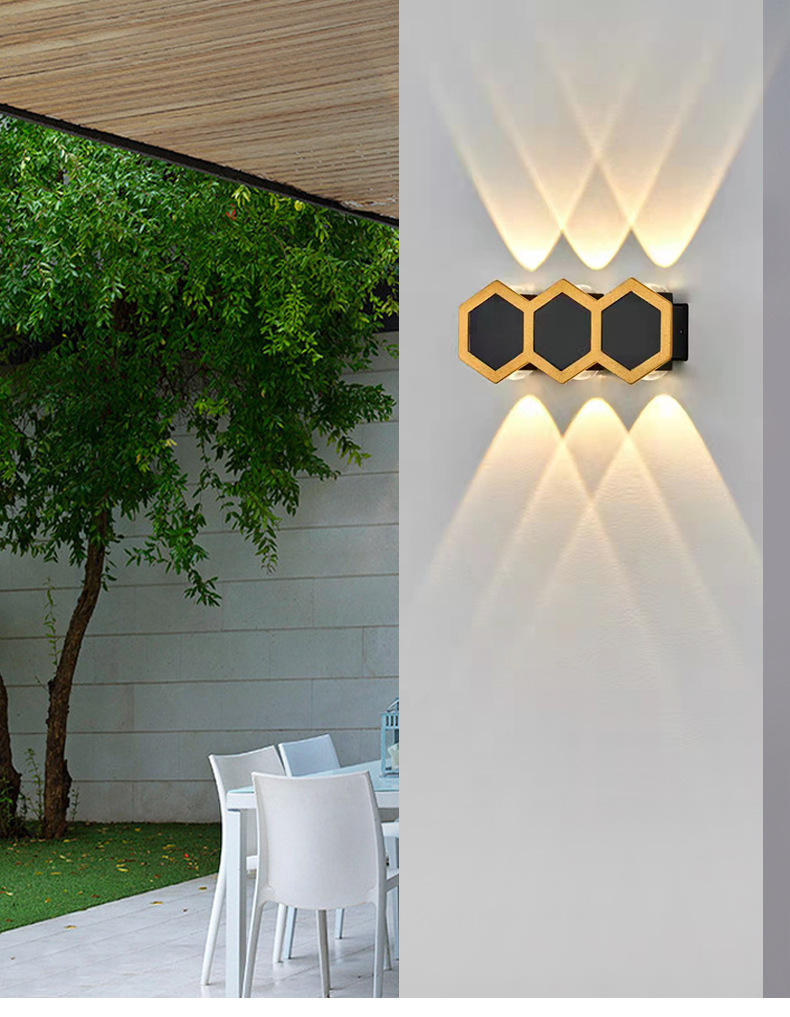 Gold Wall Light Color Up And Down Outdoor Wall Light IP65 Porch Garden Wall Lamp & Indoor Bedroom Bedside Lamps Decoration Lighting Aluminum Outdoor Sconces