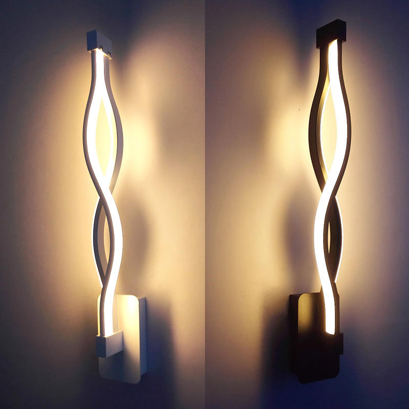 Long Wave Wall Lamp LED 16W Aluminum Bedside Lighting for Indoor Hotel Stair Aisle Light Fixture