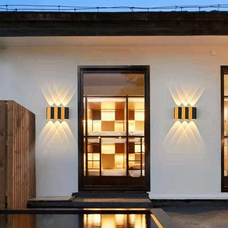 LED Wall Lamp Rectangle Gold Black Light Up And Down Luminous Body Lamp Lighting Style Modern Wall Light