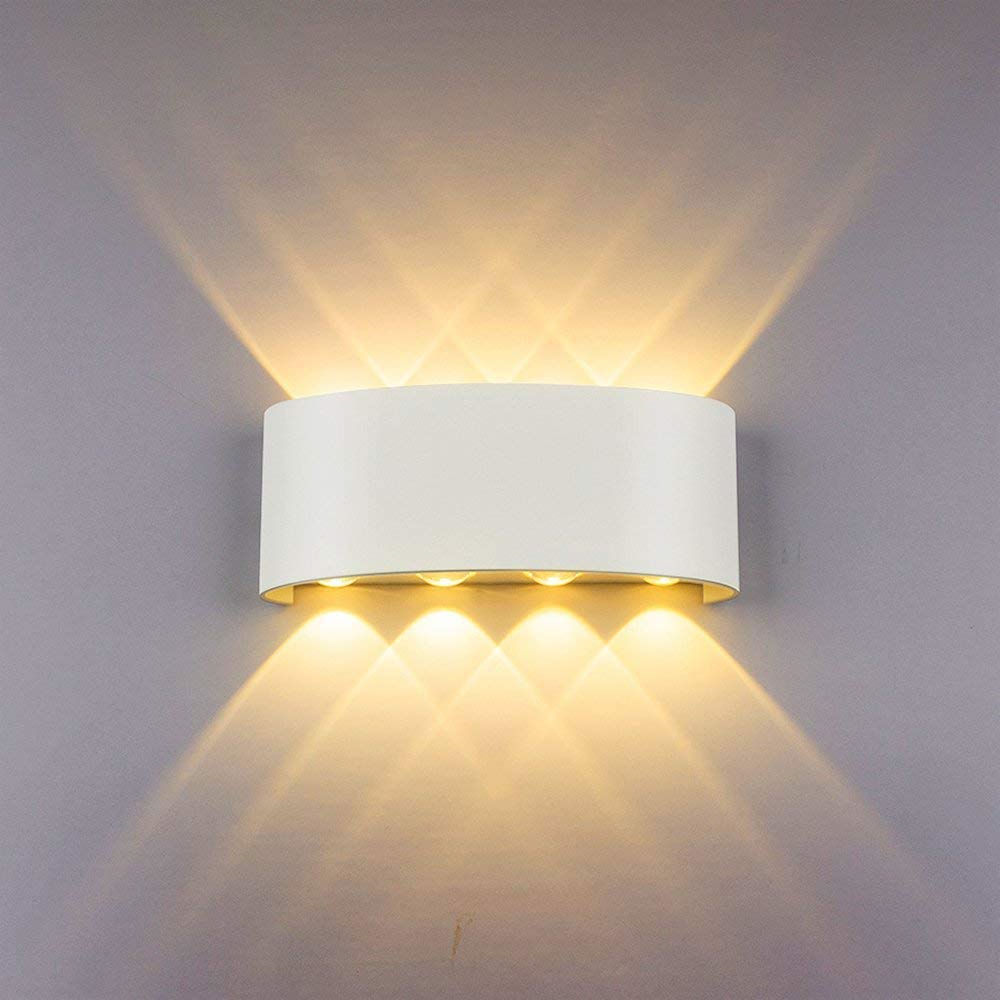 4W 6W 8W 10W 12W Oval Up And Down Outdoor Waterproof Wall Lamp Mounted Waterproof IP65 Exterior Wall Light Porch Garden Light