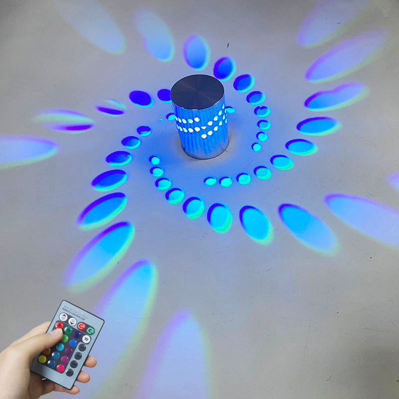 3W RGB Flower LED Wall Lamp Wall Mounted Remote Night Light Spiral Hole LED Beautiful Decorative Wall Lamp 
