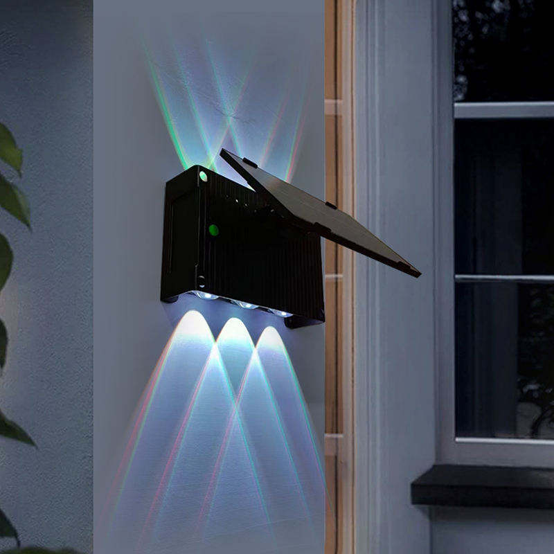 GISUN New Product Intelligent Light-Control Automatic Charging 6W RGB Solar Wall Lamp Led Waterproof Light for Garden