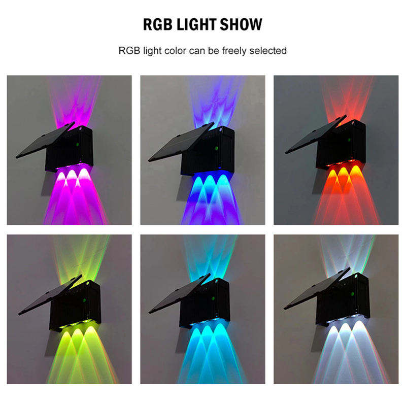 GISUN New Product Intelligent Light-Control Automatic Charging 6W RGB Solar Wall Lamp Led Waterproof Light for Garden