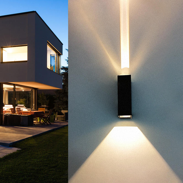 6W Modern Led Lamp Black shell beam light waterproof wall light and outdoor nightlight up and down wall lights for home