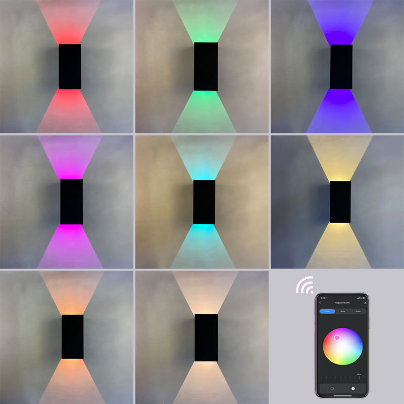 RGBW Wall Lamp Color Changing Dimmable LED Bedside Ambient IP65 Lighting Wall Sconce Tuya APP WIFI Control Party Indoor Decor