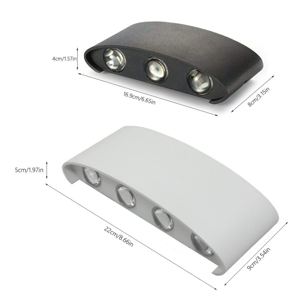 4W 6W 8W 10W 12W Oval Up And Down Outdoor Waterproof Wall Lamp Mounted Waterproof IP65 Exterior Wall Light Porch Garden Light