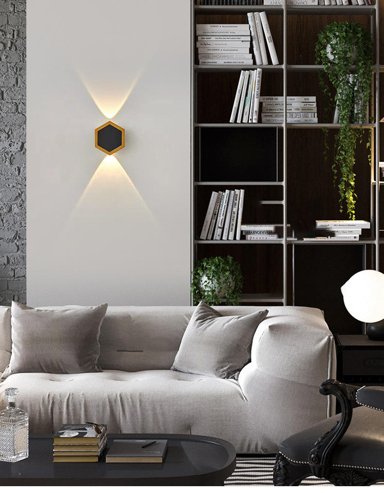 2W 3W 5W 6W 7W 8W Wall Lamps Led Honeycomb Gold Black Light up and Down Luminous Body Lamp Lighting Style Modern Office lamp
