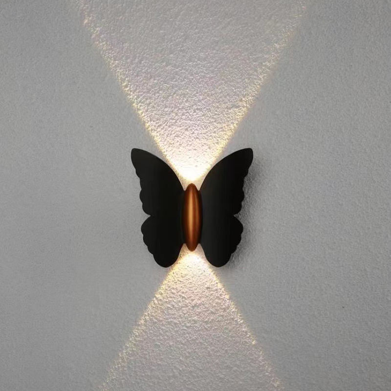 6W Beautiful Butterfly Shaped Outdoor Wall Lamp IP65 Waterproof Wall Light for Garden Decoration Aisle Bracket Light
