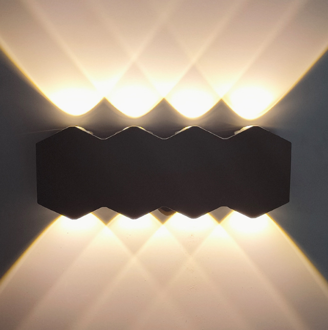 New Black Waterproof 4W 6W 8W Outdoor Wall Sconce Up And Down Lights Wall Mounted Diamond-shaped Wall Lamp