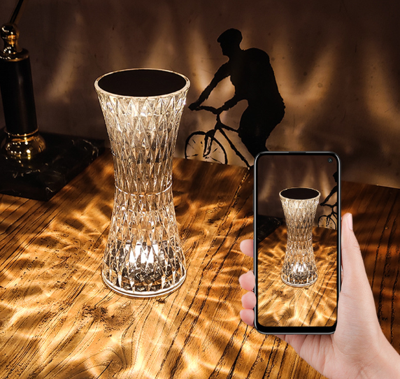 Tiktok Rose Crystal Acrylic Desk Lamp Rechargeable Small Night Light Table Lamp Touch Control Color-changing Changeable Desk Lamp