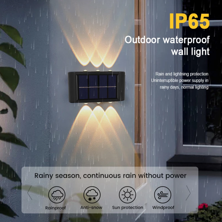 4LED 6LED up and down solar wall light outdoor decoration garden courtyard home wall light waterproof luminous outdoor goods
