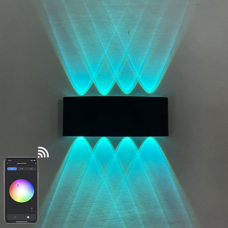 RGBW APP control Arc-shaped app controlled outdoor lights Outdoor Waterproof up and down LED Smart Wall lamp Aluminum Modern wall sconce lighting Wall light