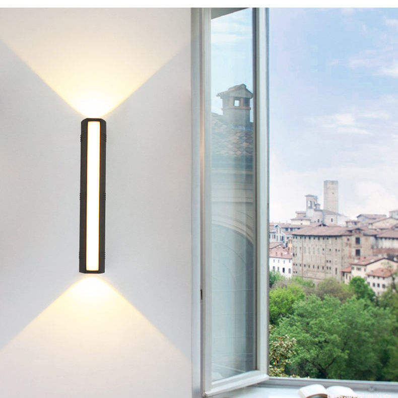 Moden Waterproof Outdoor Wall Lamp PIR Motion Sensor Wall Light Garden Porch Frontdoor Black Aluminum Long Strip