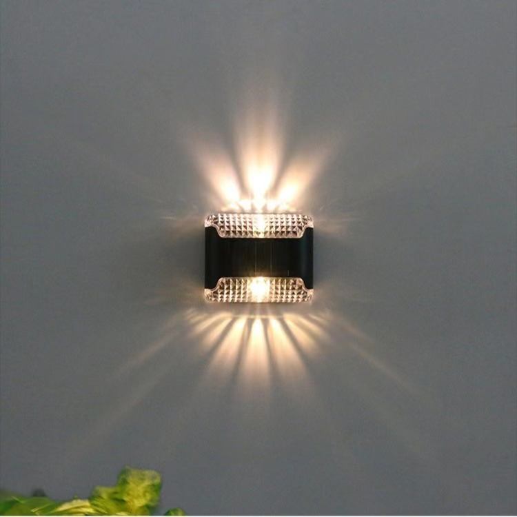 Transparent Up And Down Solar Wall Lamp Outdoor Waterproof Household Garden Terrace Balcony Atmosphere Decor Light