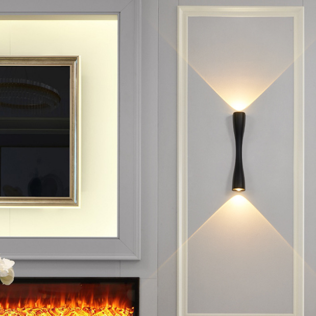 6W Garden Wall Lamp Modern Courtyard Villa Wall Lamp Outdoor Garden Up And Down Double Head Lamp Gold Trumpet Outdoor Waterproof Led Wall Light