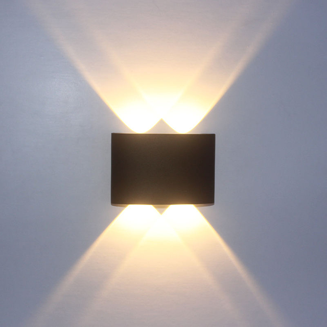 Black 4W Oval Led Wall Lamp Waterproof Outdoor Garden Porch Sconce Lighting