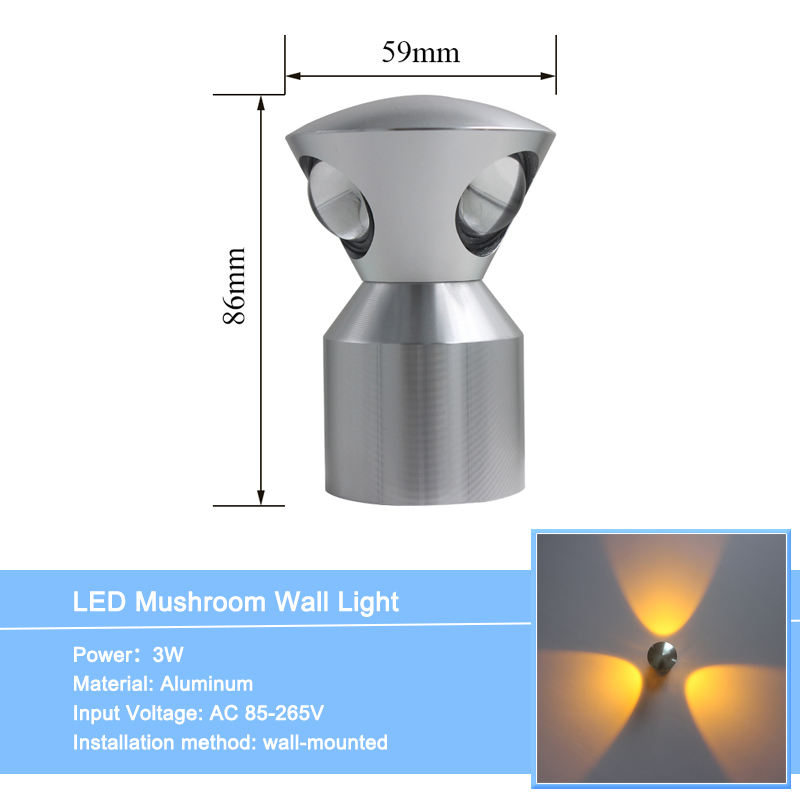 3W 4W 5W LED Aluminium Wall light Round Bedside Lamp Bedroom Sconces Wall-Mounted Lighting Fixture