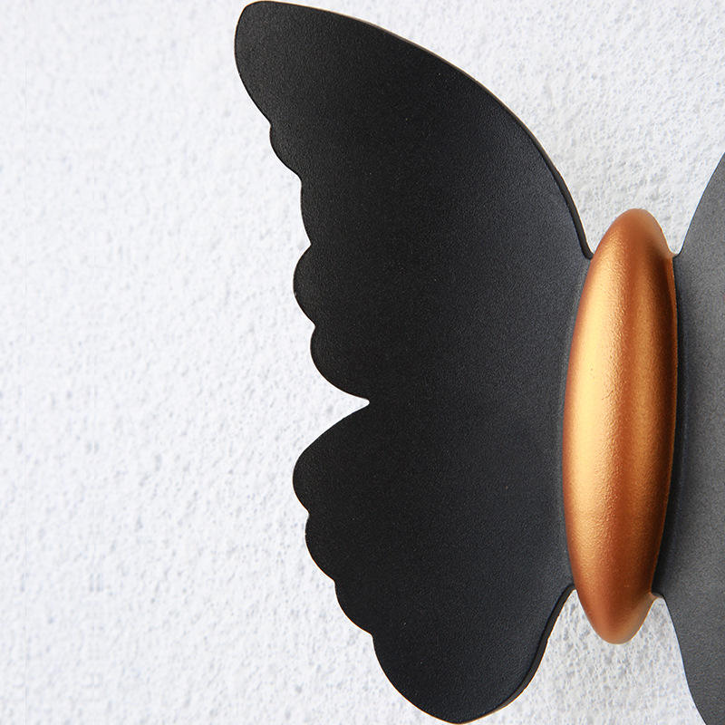 6W Butterfly Shape Wall Light Black+Gold Up And Down Luminous Outdoor Light Courtyard Garden Living Room Aisle Staircase Background Waterproof Led Wall Lamp