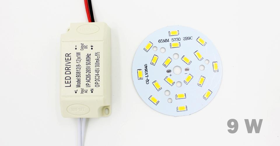 3W 5W 7W 9W 12W 15W 18W 24W SMD5730 Light-emitting diode chip+plastic shell LED driver power supply for LED ceiling light