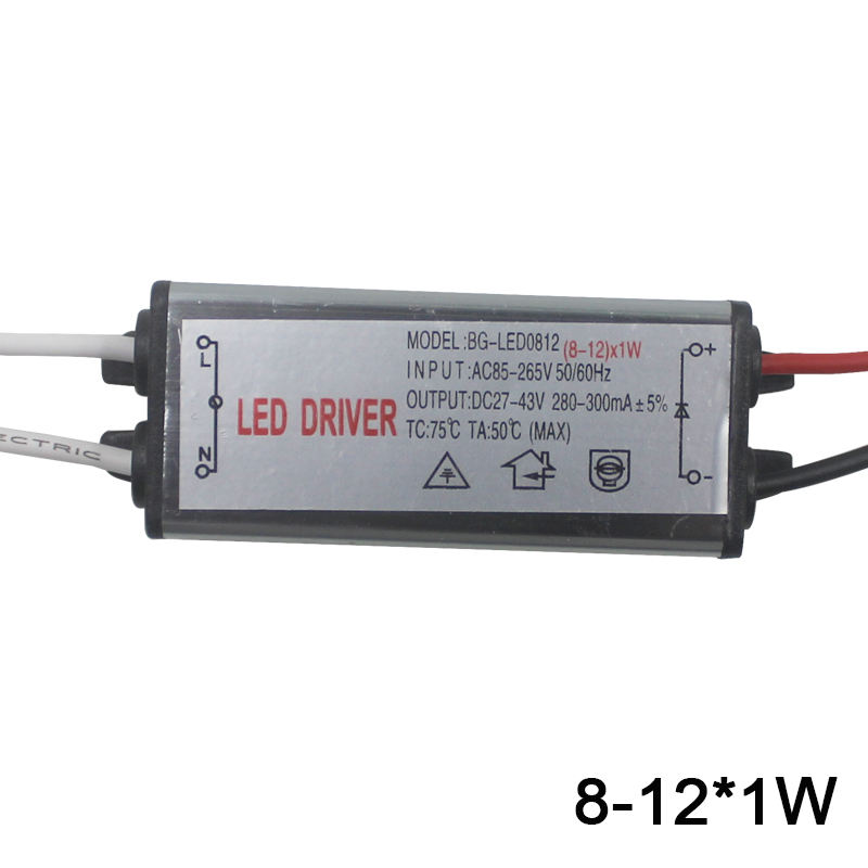 1-12W IP65 Waterproof LED Light Driver AC85-265V DC3-43V LED Transformer Power Supply Adapter for Outdoor Led Lamp/Chips