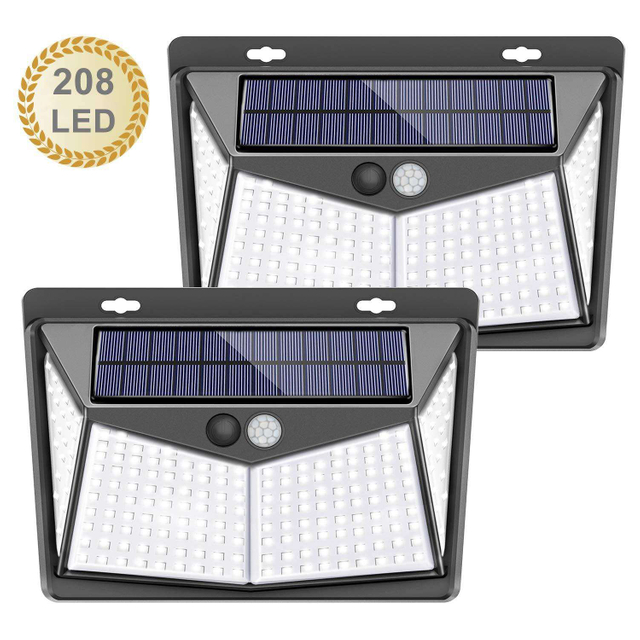 Solar Outdoor Lamp With Motion Sensor Solar Wall Lamp 208 LED Waterproof Garden Lighting With Sensor For Outdoor
