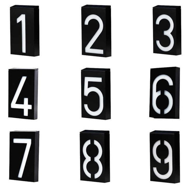 Digital Solar Lamp Digital Lamp House Number Light LED House Number Address Digital Wall Mounted Porch Lamp, with Battery Porch Lamp E