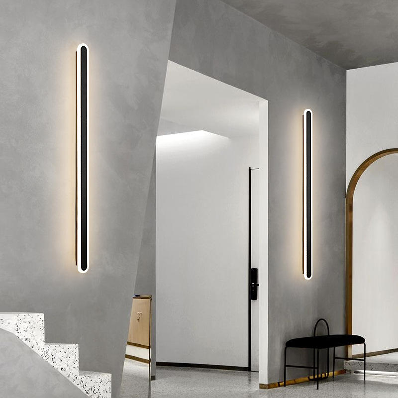 Modern Minimalist LED Line Wall Lamp Bedroom Bedside Sofa Bathroom Mirror Background Decorative Lamp Mrought Iron Acrylic Lights