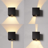 12W LED Wall Light Aluminum Adjustable Angle Motion Sensor Cube Apartment Corner Villa Garden Up And Down Double Head Modern Waterproof Outdoor Wall Lamps