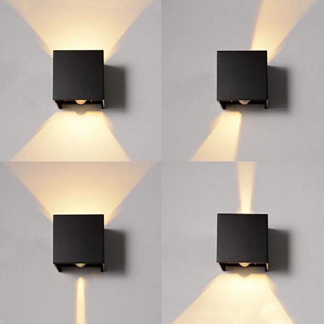 12W LED Wall Light Aluminum Adjustable Angle Motion Sensor Cube Apartment Corner Villa Garden Up And Down Double Head Modern Waterproof Outdoor Wall Lamps