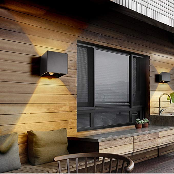 LED 12W led outdoor wall sconce Wall Light Up And Down Outdoor Waterproof IP65 Porch Garden Wall Lamp With Motion Sensor Decoration Lighting