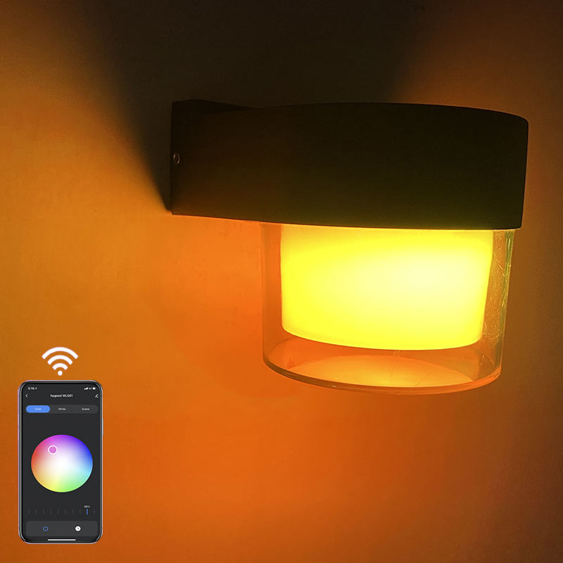 LED Smart Wall Lamps 10W Outdoor Tuya Wifi Cube RGB App Dimmable Sconce Waterproof Garden Alexa Google Home Acrylic Wall Light
