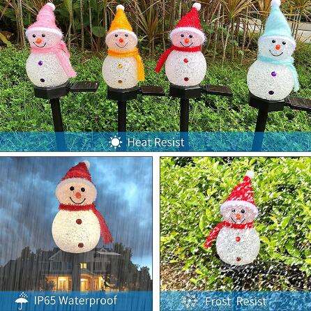 Christmas Solar LED Lights Snowman Garden Decoration Waterproof Light Outdoor Post Lamp Lawn Landscape Led Solar Lighting 2023