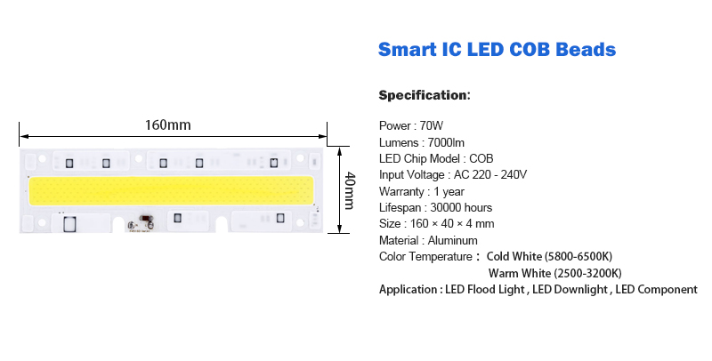 LED COB Light chip 30W 50W 70W 100W 150W LED Bulb Chip 220V Input Smart IC LED Driver for DIY LED Floodlight