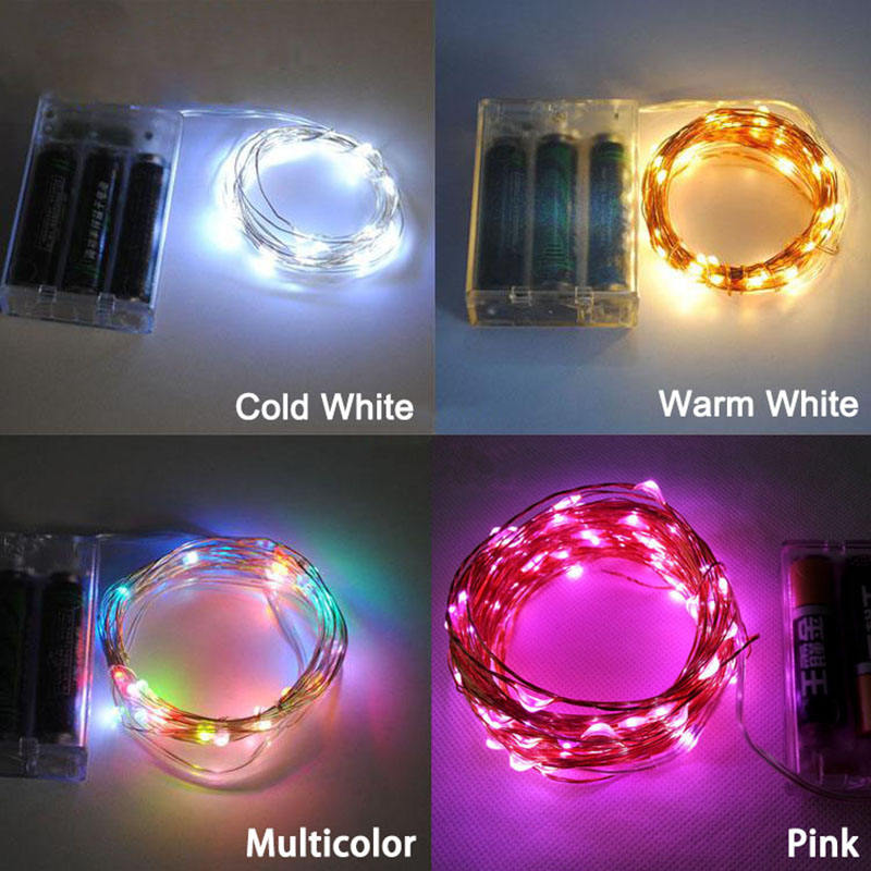 2M LED Garland Copper Wire Light String with Fairy Lamp for Outdoor Garland Party Lights and New Year Christmas Decor