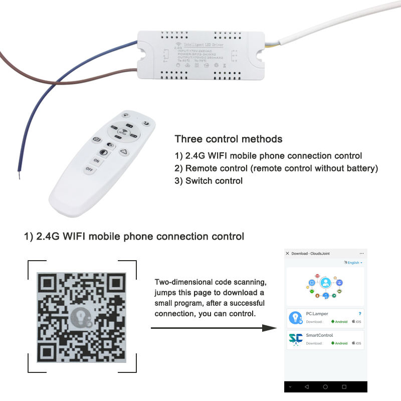 2.4G AC175-265V Smart three color dimmable controller lighting Google home Wifi control LEd lamp led smart bulb
