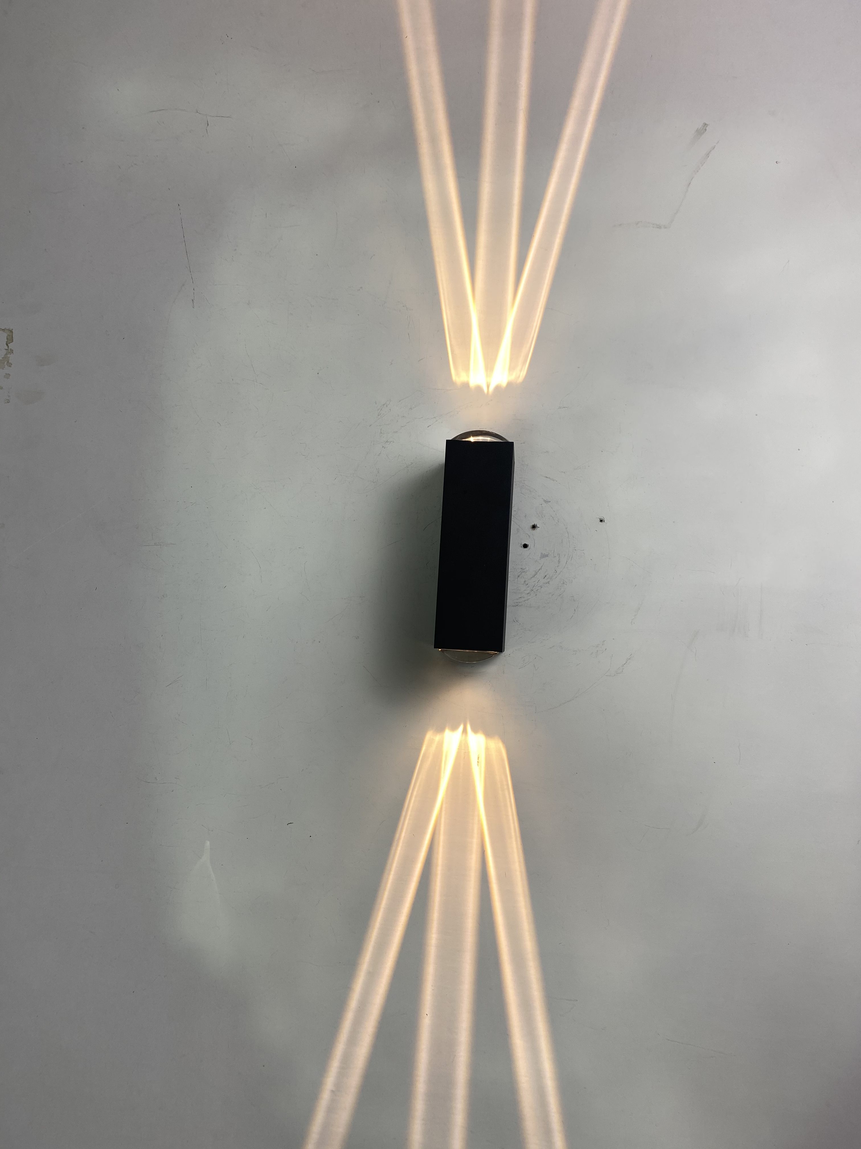 6W black shell three beam wall lamp IP65 waterproof outdoor wall light Garden yard lamp street lamp 