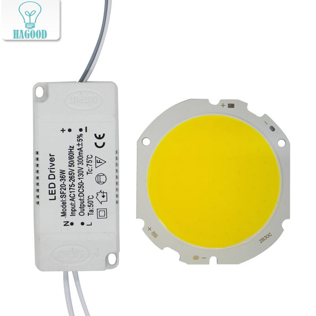 LED COB Lamp Bead 10W-30W Light Source Chip+LED Driver Power Supply Adapter Cold/Warm/Natural White for diy LED Spot light